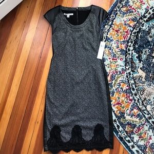 Maggy London Chic Black and White Lace Dress